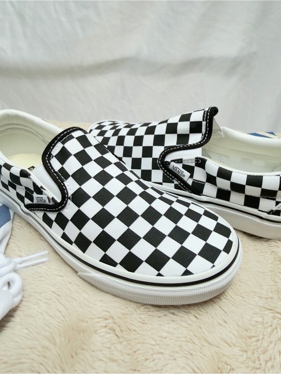 Vans Shoes - Custom Women’s Vans Checkerboard Slip-On Loafers - Black & White- new! Size 8W